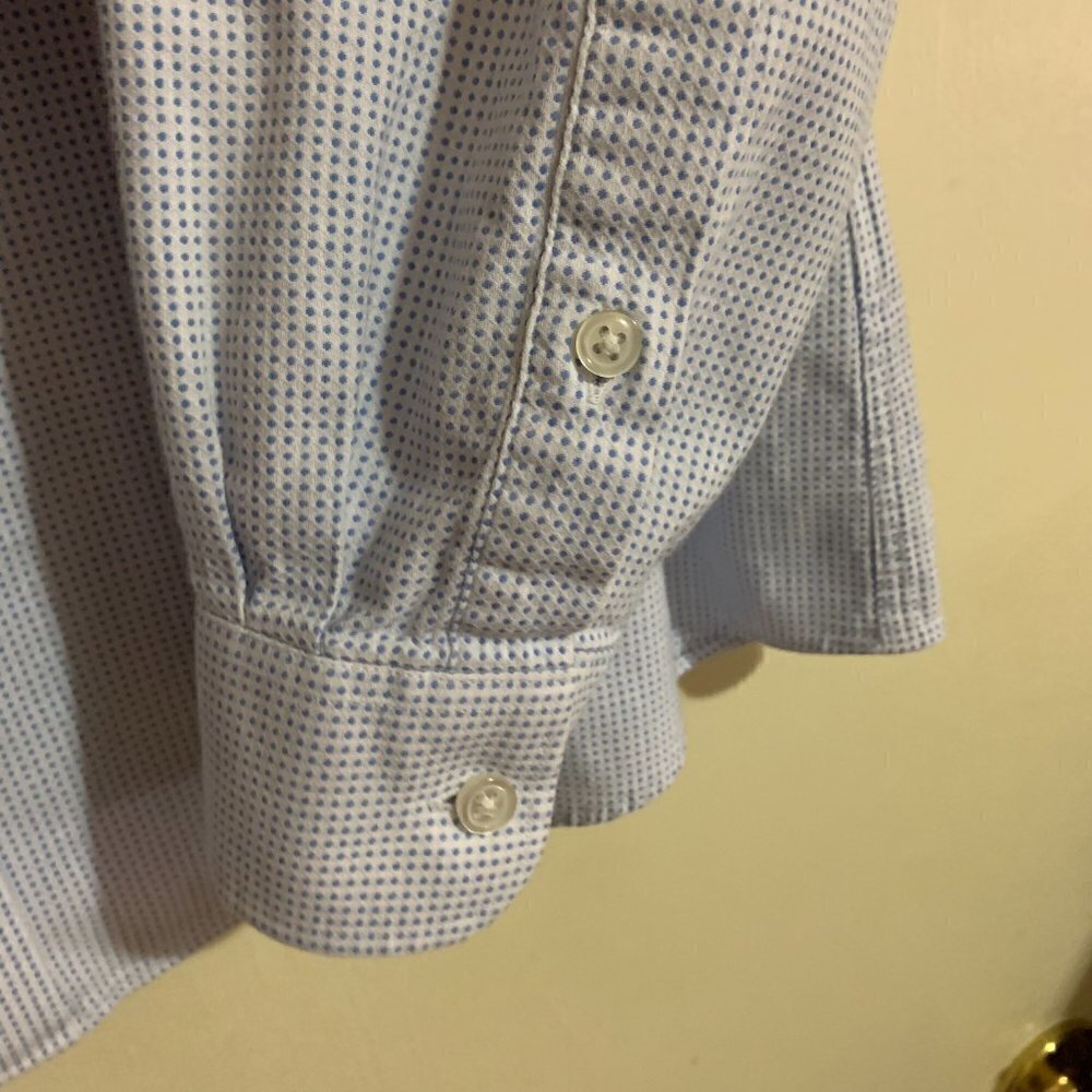 Tommy Hilfiger Slim Fit Blue Dots Button Down Dress Shirt. XL 17-17 1/2 34/35 - Picture 3 of 11